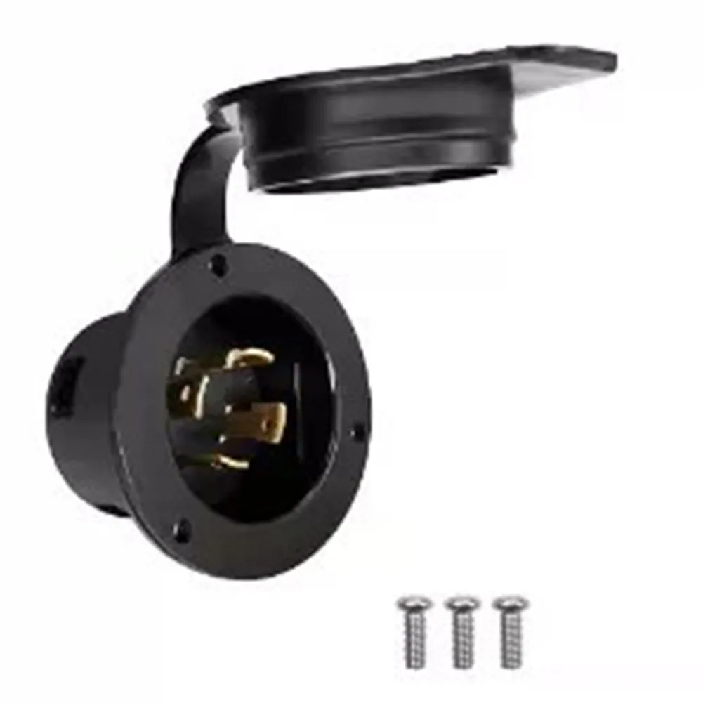 

L14-30P Flange Intake Generator Plug With Dust Cover 30Amp Locking 4-Prong 125/250 Volt 7500 Watts Ground Weld Use