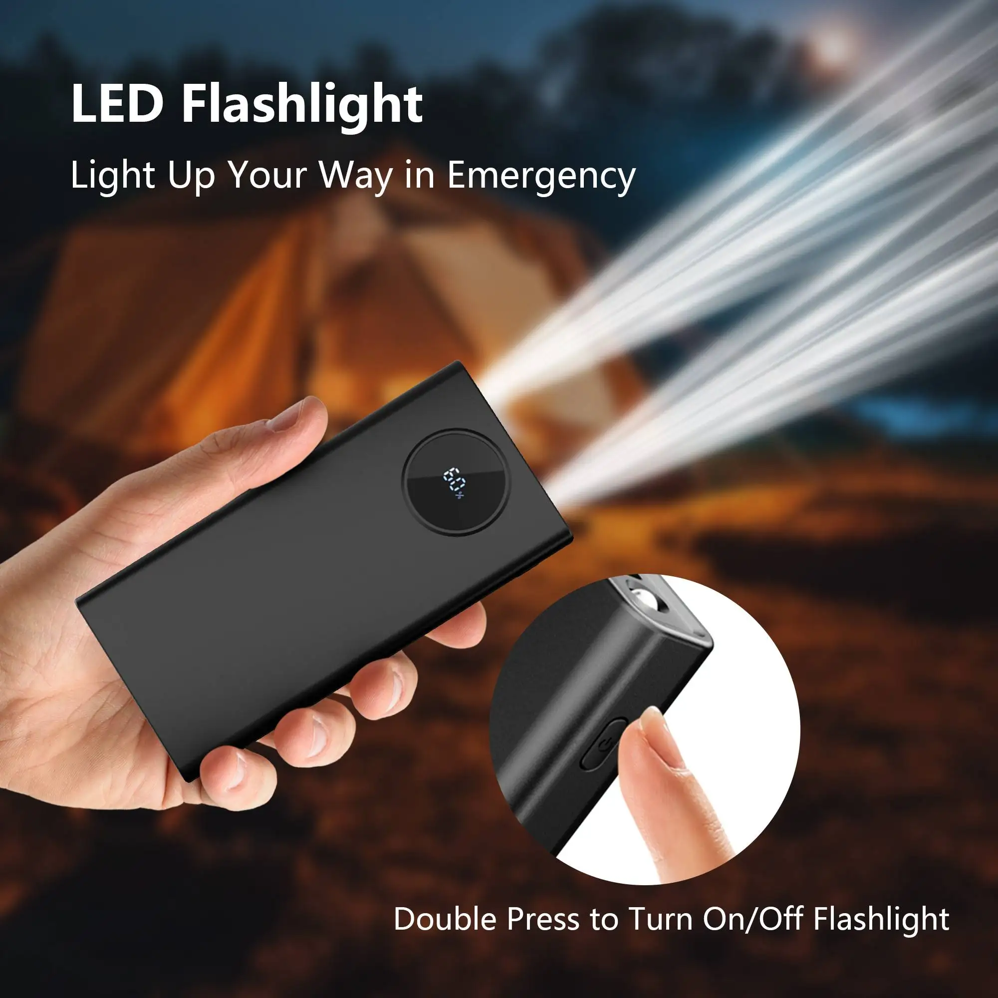 Portable Charger 10000mAh PD 22.5W Power Bank, Slim Battery Pack with 3 Outputs 2 Inputs with LED Display for USB Devices. 6