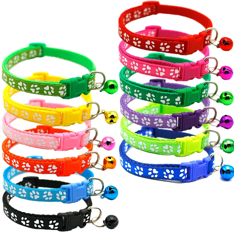 

10Pcs Wholesale With Bell Collars Delicate Safety Casual Nylon Dog Collar Neck Strap Fashion Adjustable Bell Pet Cat Dog Collar