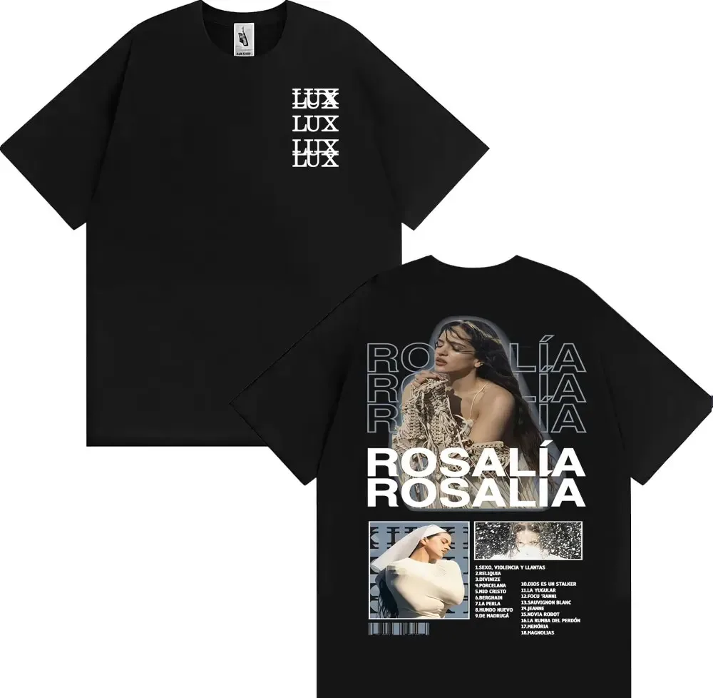 Rosalia LUX Album Printed T Shirt Men Women Oversized Y2k Spain Singer Fashion Short Sleeve Pure Cotton Loose T-shirt Streetwear