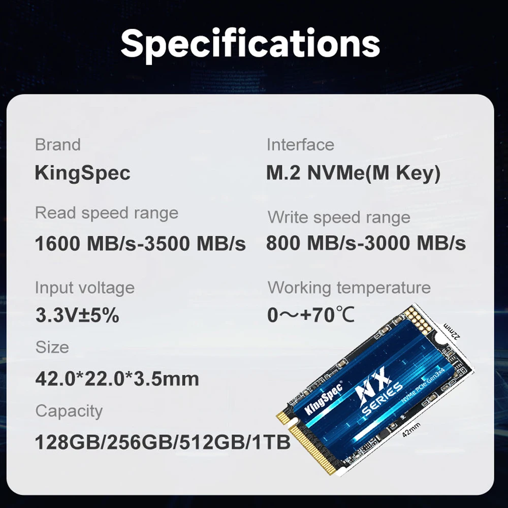 M.2 NVMe SSD IN Series 2242mm - Buy ssd, kingspec ssd, industrial ssd  Product on Shenzhen Kingspec Electronics Technology Co,Ltd.