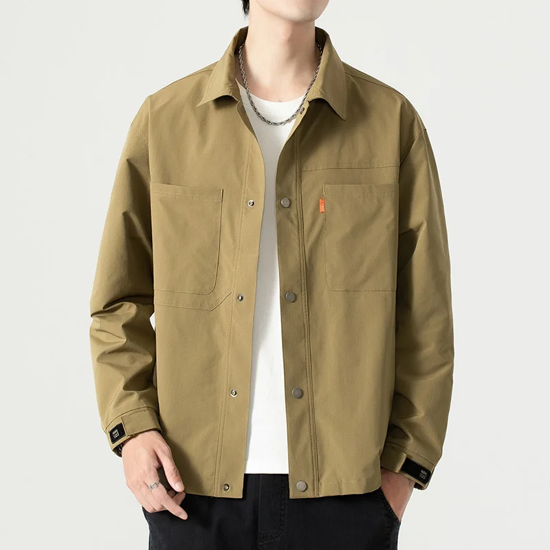 2023 New Shirts Collar Men's Jacket Chest Pockets Single Breasted Waterproof Men Windbreaker Casual Jacket Coats Plus Size 8XL mark ryden new style man waterproof single shoulder pack business leisure chest pack