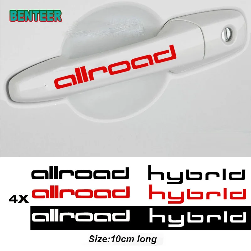 4psc HYBRLD ALLROAD Car Door Handle Sticker For Audi A3 p8 b5 b6 b7 b8