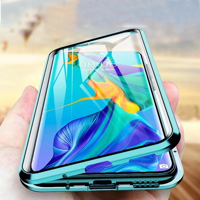 

Metal Frame Magnetic Case For Samsung Galaxy A12 A13 A14 5G A21S A22 A24 4G A22 A23 5G Double-Sided Glass Full Protection Cover