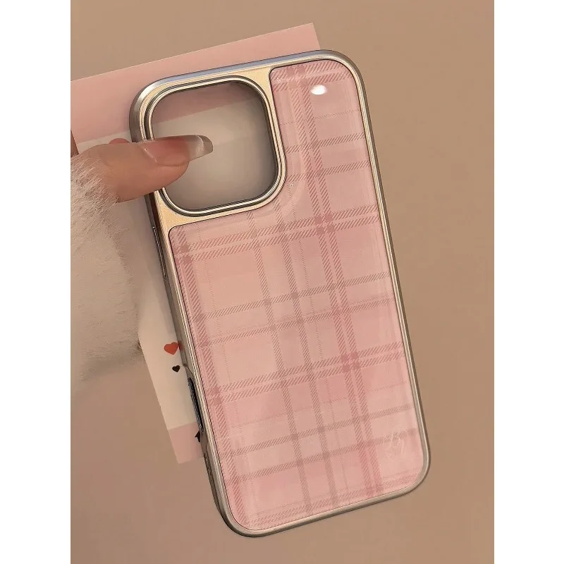 Retro Striped Plaid Silver Edge Epoxy Anti-Drop TPU Phone Case