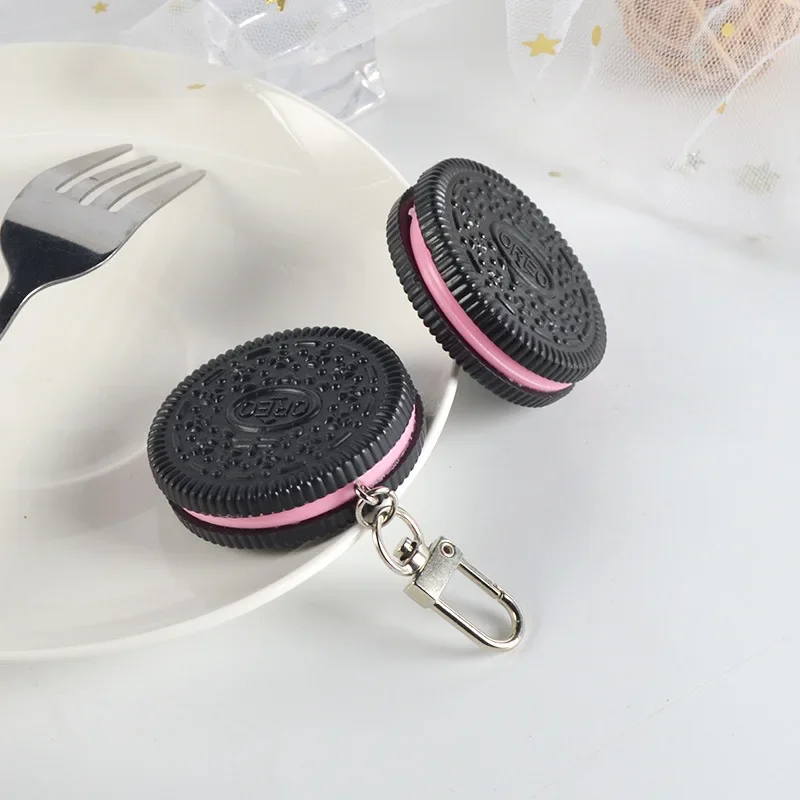 Oreo-Llavero de galletas de PVC para mujer, simulación de aperitivos, modelo de comida, coche, bolsa de teléfono, colgante, adornos de regalo, joyería de baratijas