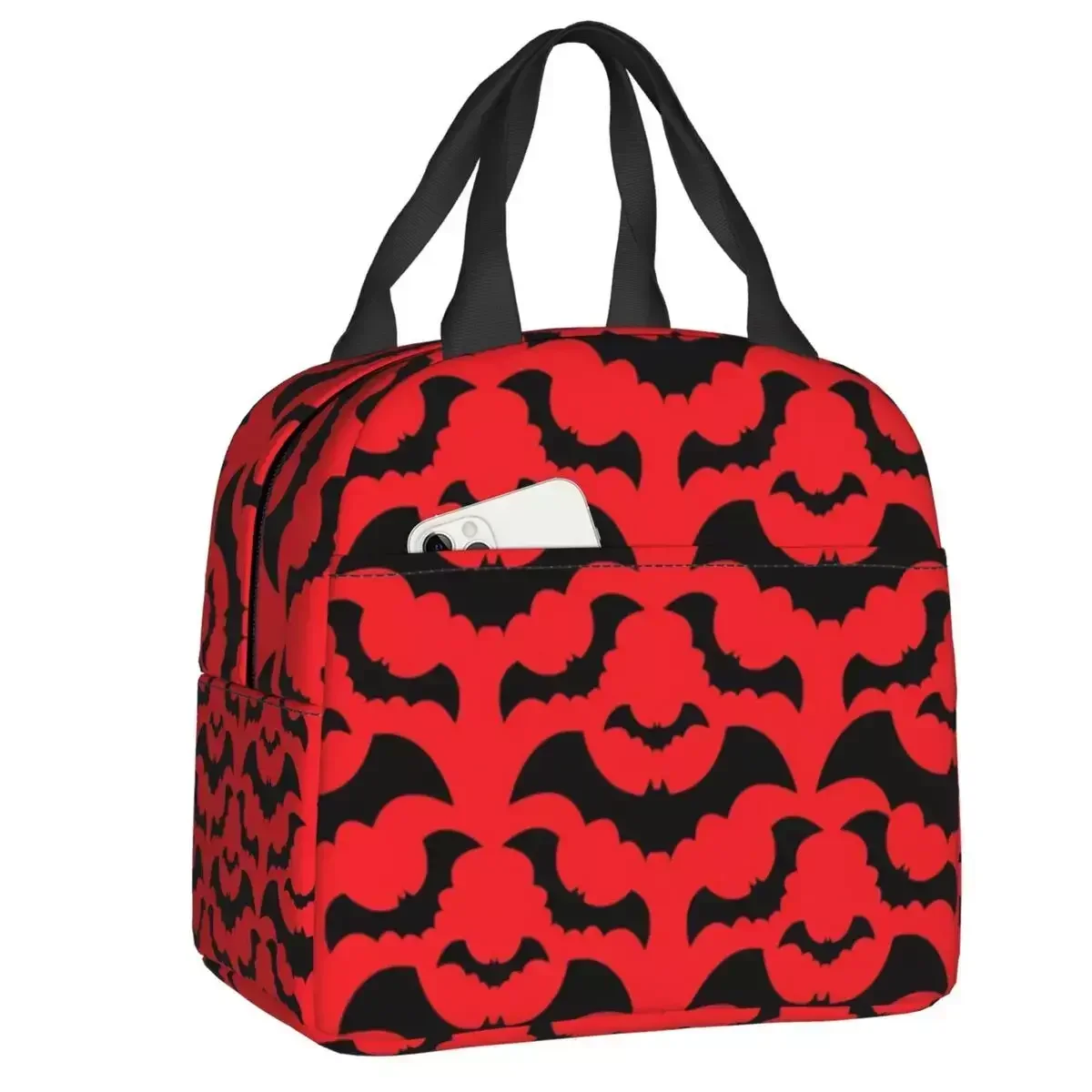

2024 New Gothic Witch Bats Pattern Insulated Lunch Bag Leakproof Ghost Halloween Thermal Cooler Bento Box Office Work School