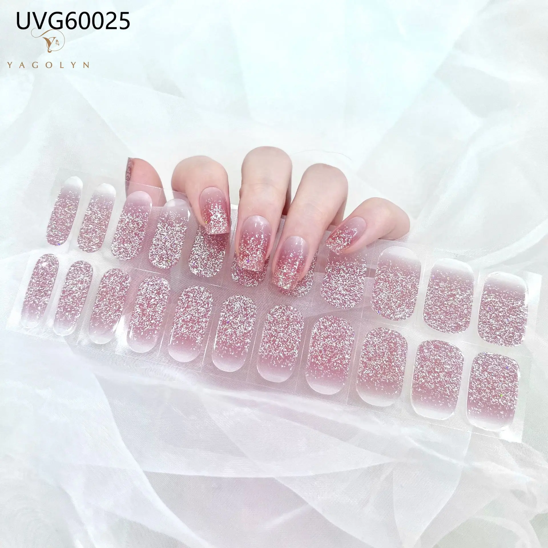 Multicolor Decals Gel Nail Stickers for UV Lamp Semi Cured Gel Nails Strips 22Tips/Sheet
