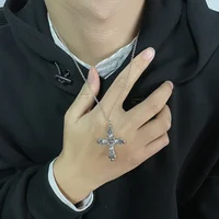 Y2K Fashion Heart Cross Pendant Necklace Pink Crystal Egirl Sweet Cool Clavicle Chain Necklaces Aesthetic Party Jewelry Gifts - Image 2