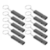 10Pcs Aluminum Alloy Emergency Survival Whistle Double Tube High Frequency Survival Whistle with Keychain 2