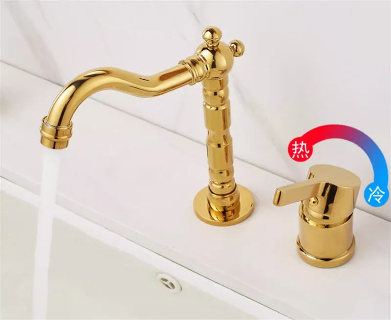 Description Picture 5 of itemBasin faucet Bathroom two holes Widespread Dark Gold bathroom faucet sink tap 360 rotating widespread Black basin Tap