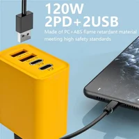 4 Ports Dual PD USB Charger Wall Adapter QC3.0 120W Fast Charging Phone Charger EU/US/UK Plug For iPhone 15 14 13 Samsung Xiaomi 3