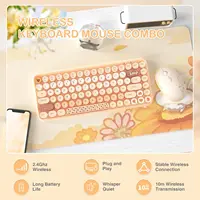 308i Pink Wireless 2.4G Keyboard and Mouse Set, Gradient Cute Round Keycaps for Retro Typewriter - Image 5