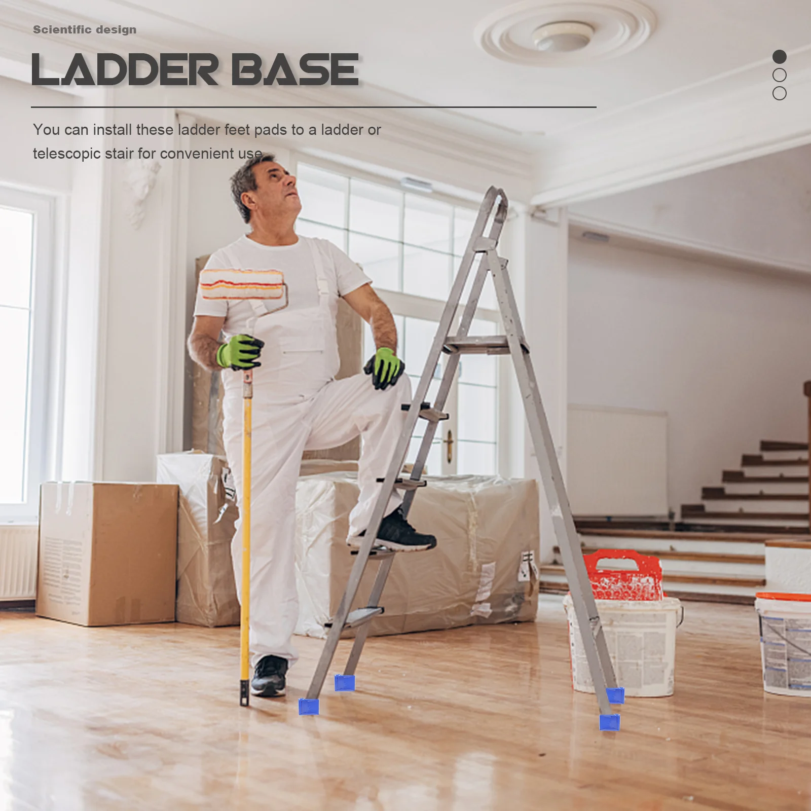 2 Pcs Non Slip Ladder Feet Cover Durable Rubber Foot Protector Telescoping Stair Accessory Scaffolding Part Ladder Component