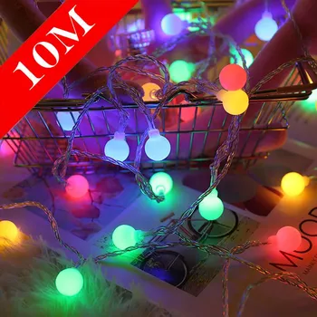 2M 5M 10M LED 패어리 스트링 체리 볼 조명 배터리 USB 220V 110V, 작동 웨딩 크리스마스 화환 야외 방 장식