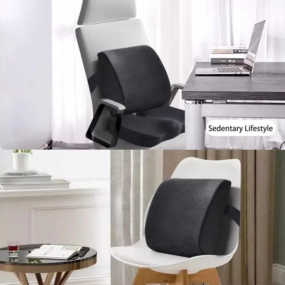 1pc Ergonomic Seat Cushion & Lumbar Support Pillow,Adjustable Strap, 3D Breathable Cover,Medium Soft for Office Chair,Car,Desk