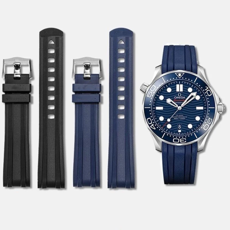 

Watch Strap for Omega SEAMASTER 007 PLANET OCEAN AT150 Watch Accessories High-end Soft Rubber Watch Bracelet with logo 20mm