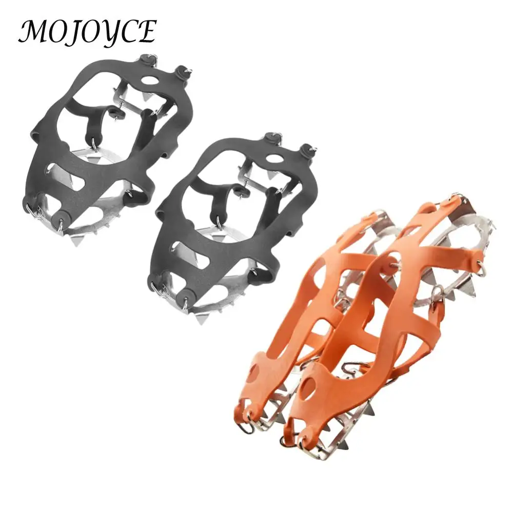 18 Teeth Outdoor Ice Snow Shoe Spiked Grip Cleat Crampons Anti Slip Shoe Covers ice gripper spike climbing crampons