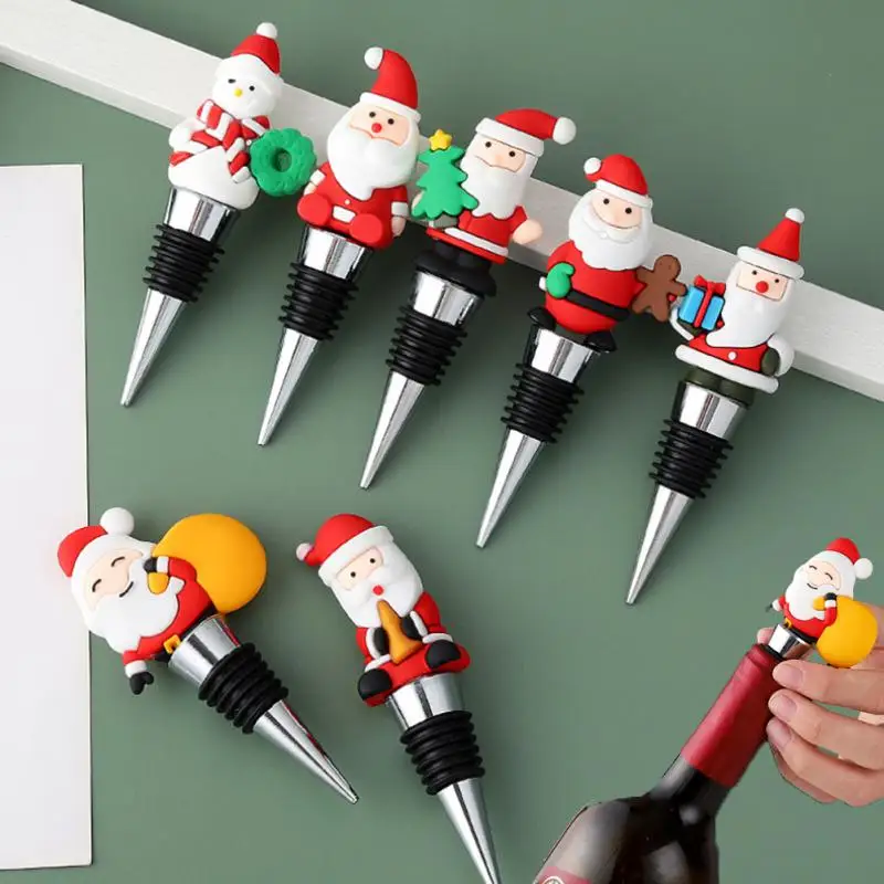 ChristmasWineBottleStoppersSantaSnowmanDecorativeWine
