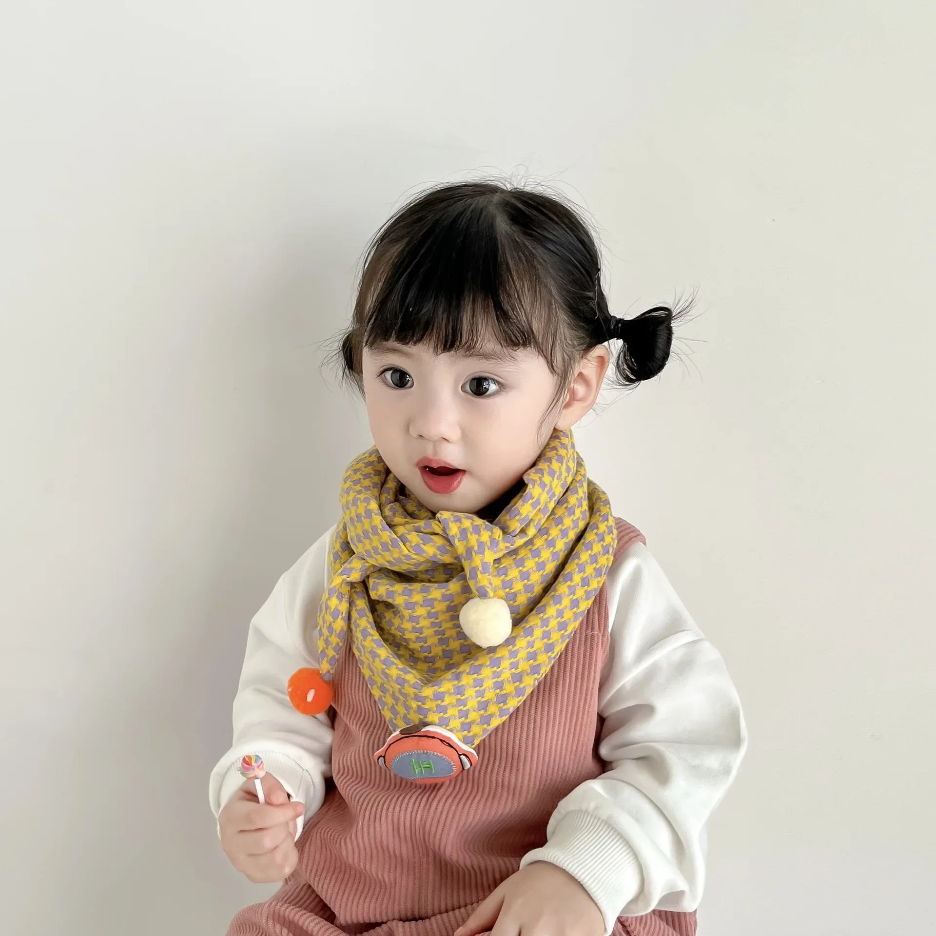 가을 겨울 따뜻한 삼각형 스카프, 야외 방풍 코튼 네커치프, 귀여운 입 수건, 소년 소녀 어린이 스카프