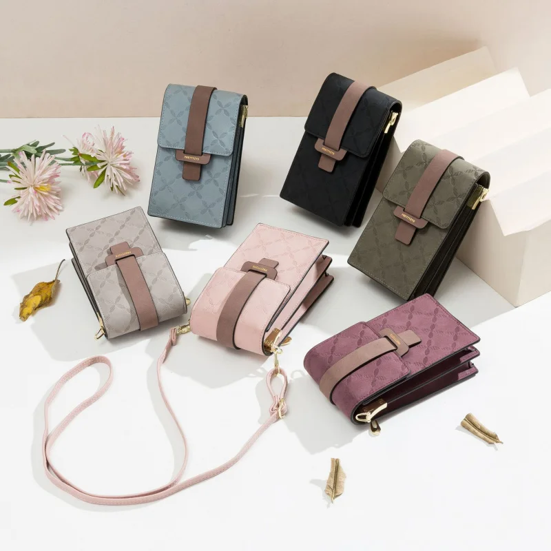 Vintage Plaid Buckle Vertical Single Shoulder Phone Bag for Women Buckle Crossbody Bag