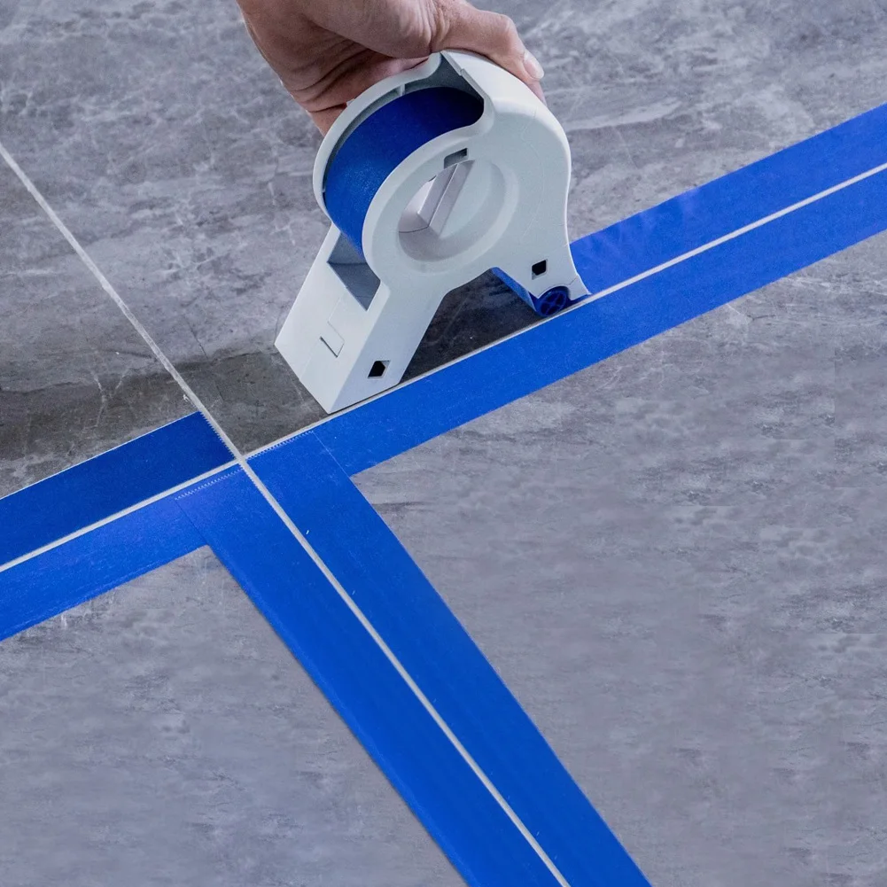 Masking Tape Applicator with 2 Rolls Tape Dispenser Machine Adhesive with Cutting Tool Wall Floor Painting Packaging