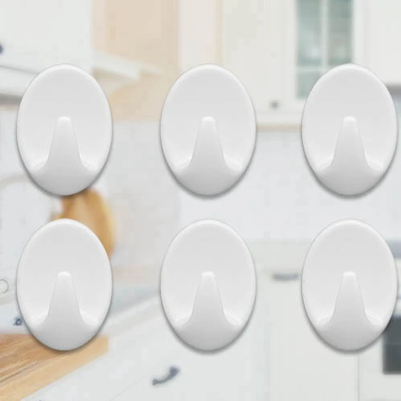 

6pcs Bathroom Home Kitchen Hanger Self-Adhesive Hook Storage Rack Multifunctional Clasps Hooks Powerful Stick Hook Tool