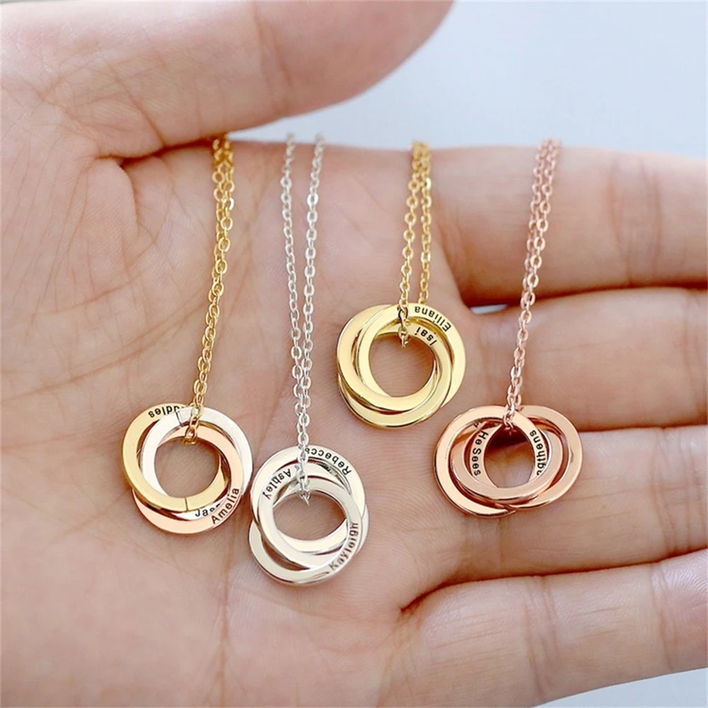 

Custom Trendy Circle Pendant Necklace For Women Personalized Name Stainless Steel Jewelry Stylish Clavicle Chain Bff Gift