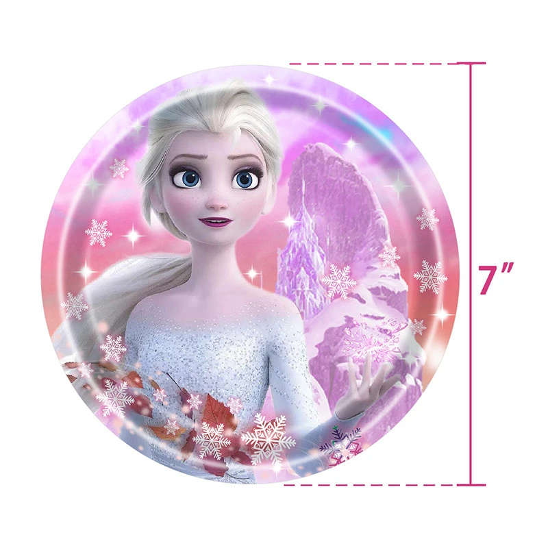 thumbnail image 1 of Decoración para fiesta de cumpleaños de Frozen de Disney, vajilla de Anna, Elsa, Reina de las Nieves, color rosa y azul, servilletas de papel, platos, vasos, baby shower para niños, 1 of 5