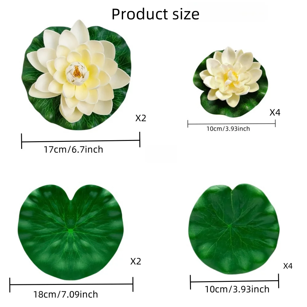 Artificial lotus and leaf set 12 piece outdoor garden swimming pool fish pond decoration