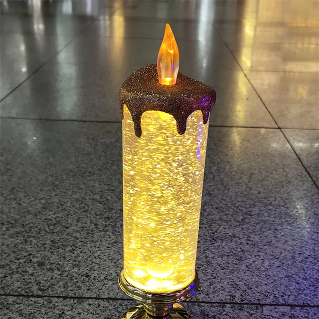 Bougies de noël à LED, lumières décoratives artisanales, scintillantes,  colorées, fantaisie, en cristal, veilleuse pour fête de noël à la maison -  AliExpress