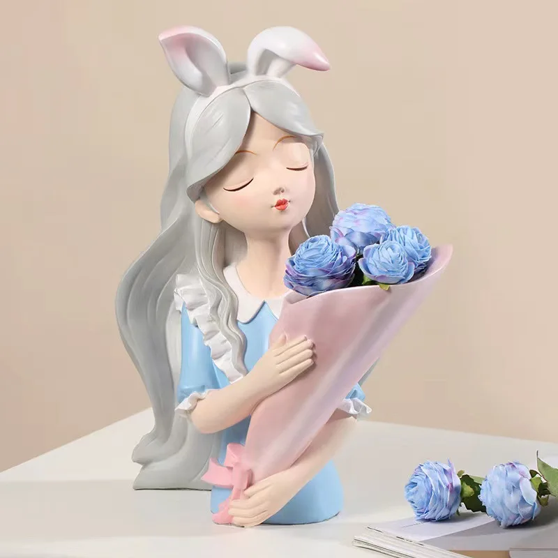 Nordic Alice Mädchen Tablett Ornamente Harz Veranda Vase Ornament Kunst Handwerk Hause TV Schrank Desktop Dekorationen Hochzeit Geschenke