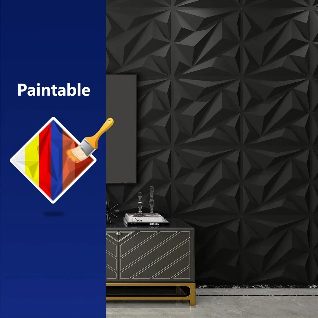 3D Wallboard 10pcs 30*30cm 3D Wallboard Diamond PVC Textured Wallboard Living Room Lobby Bedroom and Hotel Office Decoration