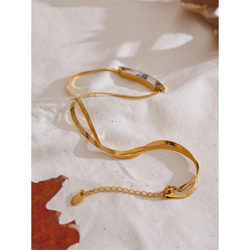 Yhpup Shell Necklace Stainless Steel Golden PVD Accessories