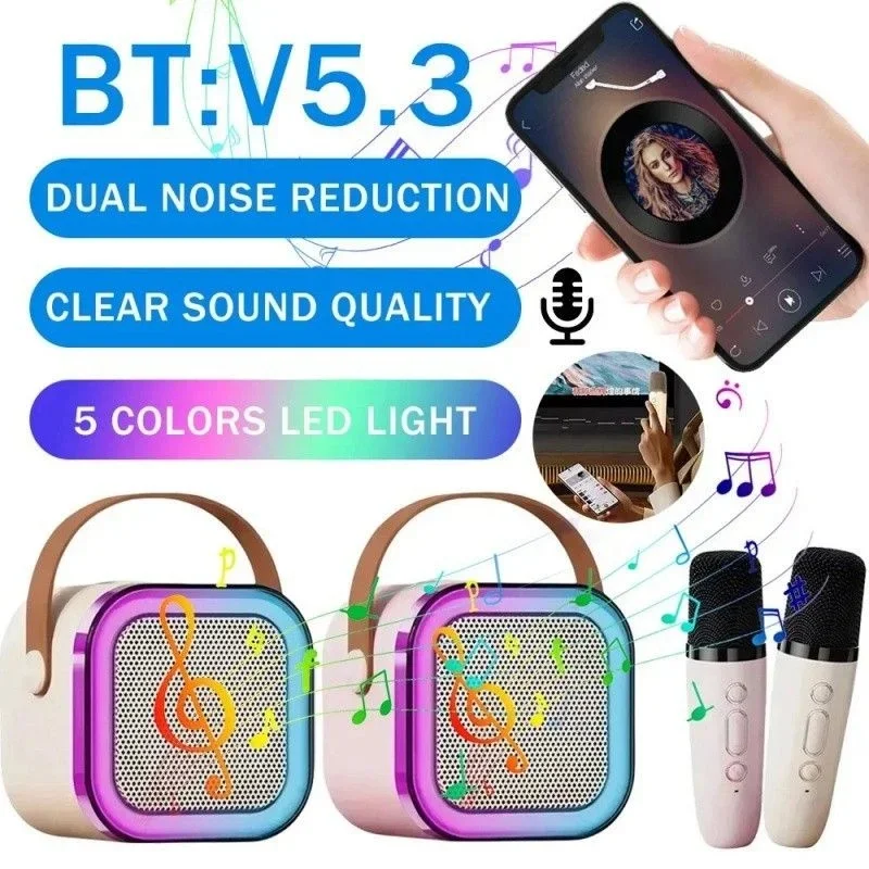 Karaoke Speaker Bluetooth K12 Karaoke Machine Portable 5.3 PA Speaker System 2 Wireless Microphones