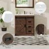 Farmhouse Bathroom Vanity with Sink Combo,Sliding Barn Door Bathroom Vanity Cabinet Set with Storage Drawers, Metal Handles 5