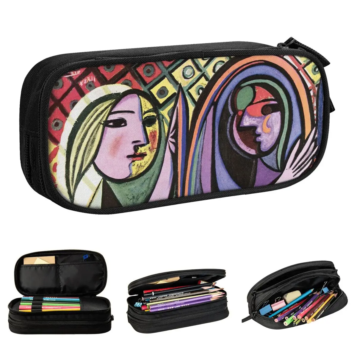 

Pablo Picasso Girl Before A Mirror Pencil Cases Art Cubism Surrealism Pencilcases Pen Big Capacity Pencil Bags School Supplies