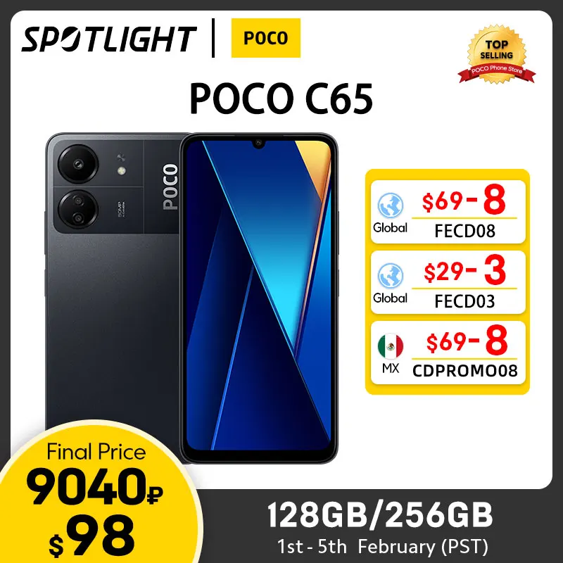 【World Premiere】Versione Globale Poco C65 Nfc 6Gb 128Gb / 8Gb 256Gb 6.74 "Dot Drop Display Mtk Helio G85 5000Mah 50Mp 90Hz