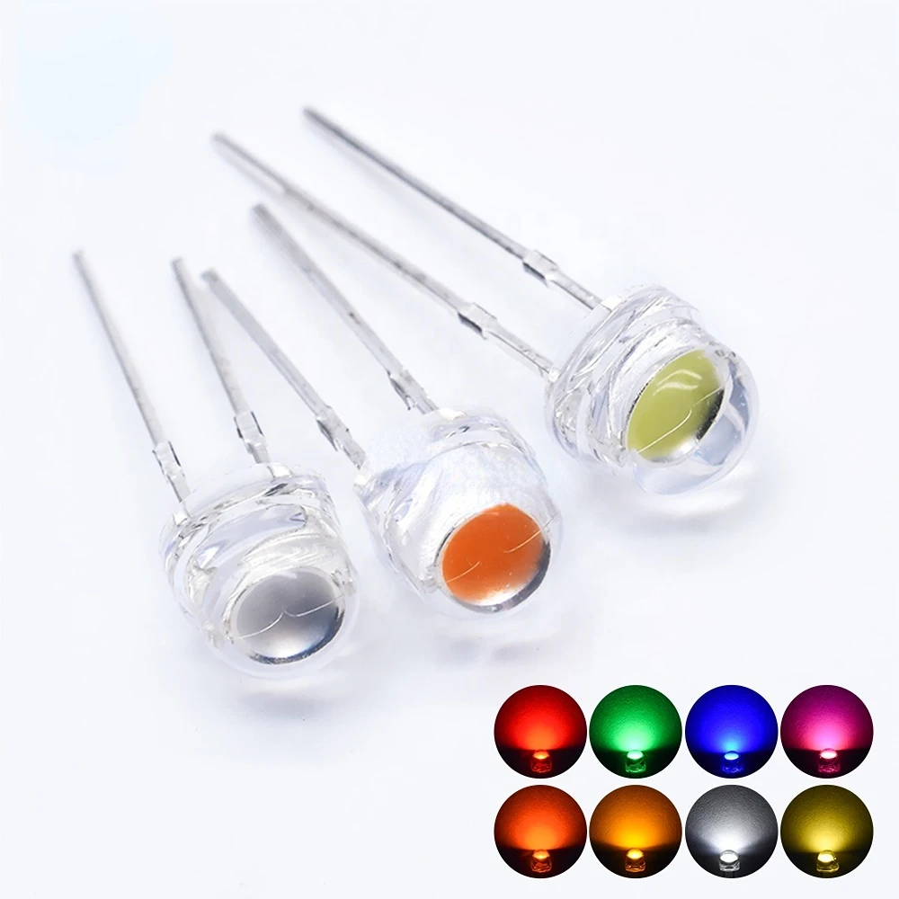 

Wholesale Price Super Bright 4.8mm Led Straw Hat White Red Blue Green Yellow Round Large Cup 5mm Straw Hat Dip Led Diode