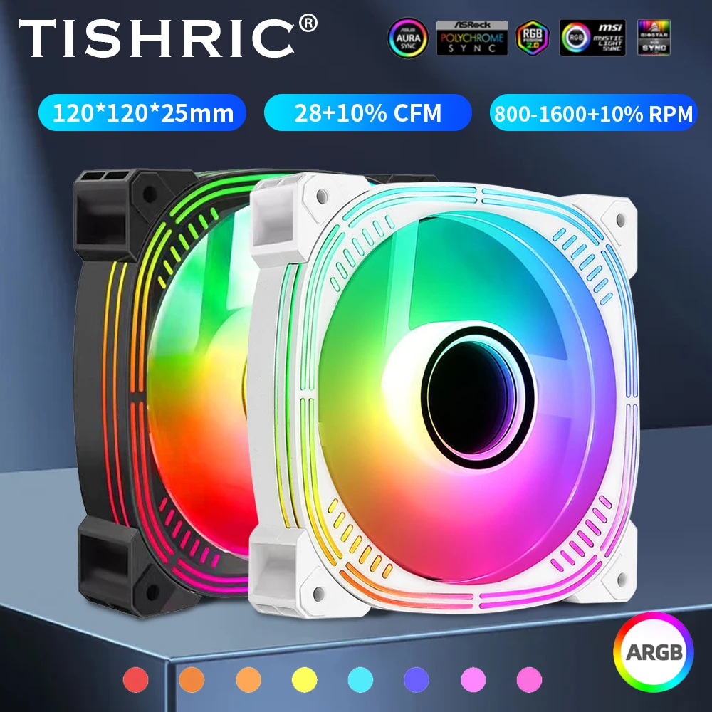 Prisma Tishiric Argb 120Mm Pc Computer Case Fan 5V 3Pin Connettore Sata Pc Gamer Computer Case Kit Sync Argb Ventole Di Raffreddamento