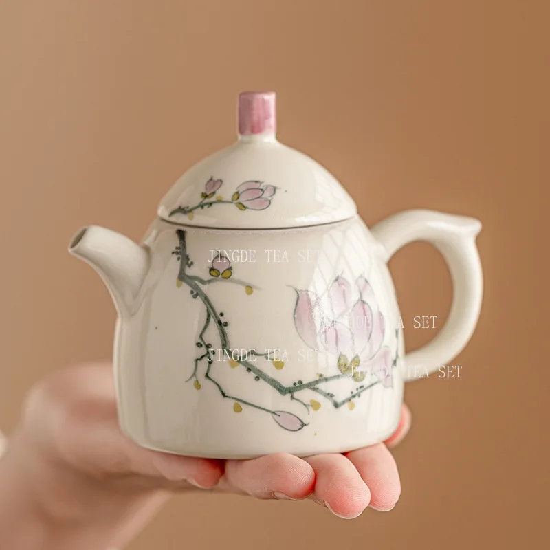 100ml Hand-painted Magnolia Teapot Ceramic Small Capacity Brewing Teapot Chinese Upscale Kung Fu Tea Set Master Teacups