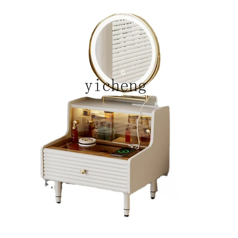 

ZC Bay Window Dressing Table Cream Style Bedroom Small Toilet Cabinet Mini and Simple Small Apartment Makeup Table New