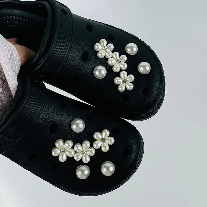 12-teiliges Sommer-Mode-Schuhcharms-Set, Zubehör für Clogs, Schuhschnallen, Wasserdiamanten, Perlen, Blumen, DIY 3D-Schuhdekorationen – Detail 6