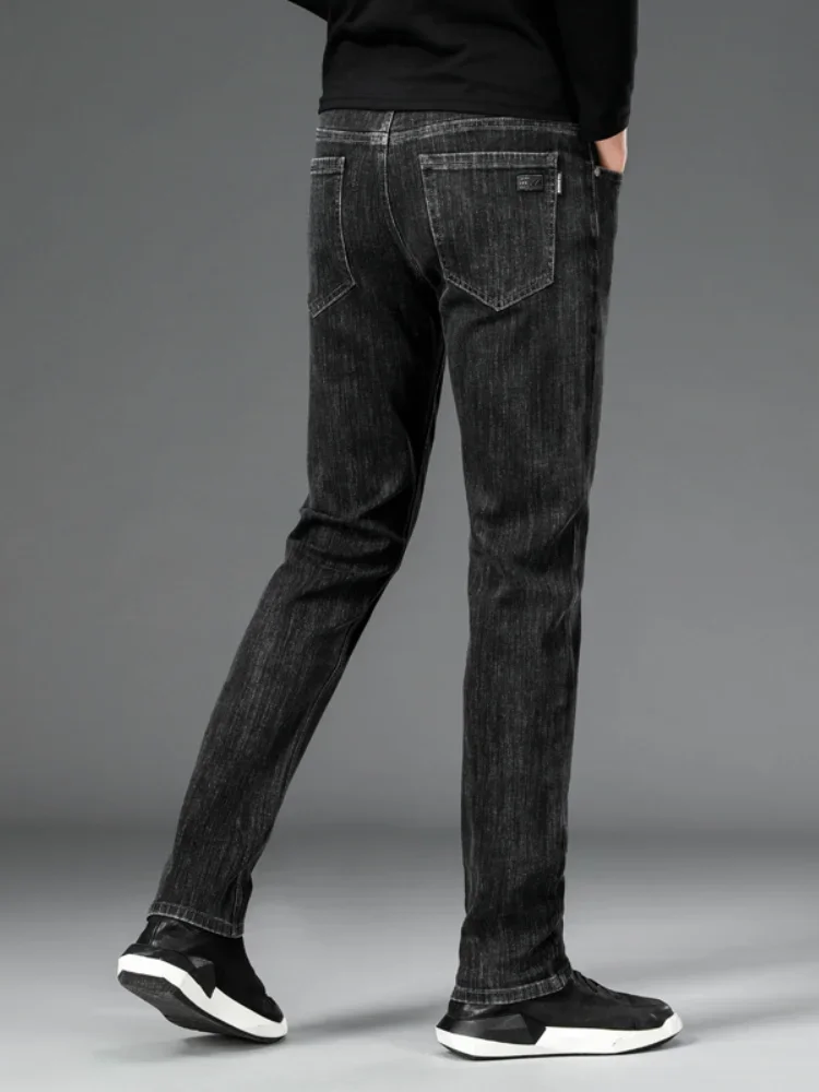 Men's Stretch Slim Jeans 2024 New Autumn Straight Leg Casual Denim Trousers Male Business Classic Fashion Blue Gray Black 6