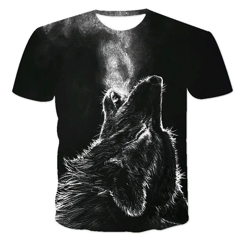 Summer New Wolf Shirt Wolves Shirts Wild Animal 3d Printed Graphic T-shirt Fashion Oversized Male Short Sleeve O-neck Leisuretop cotton shirts