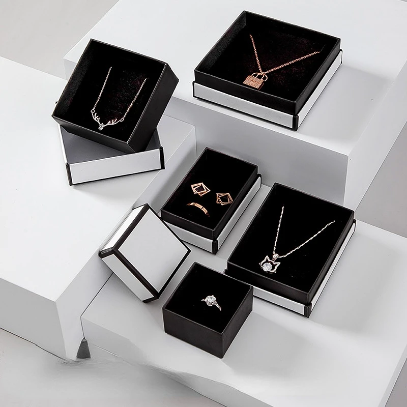 Jewelry Packaging Box Earnail Ring Bracelet Necklace Black And White