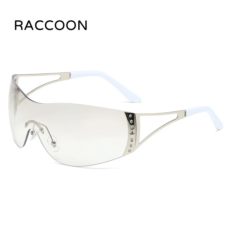 Cyber Y2K Punk Sunglasses Women Fashion Rimless One Piece Sun