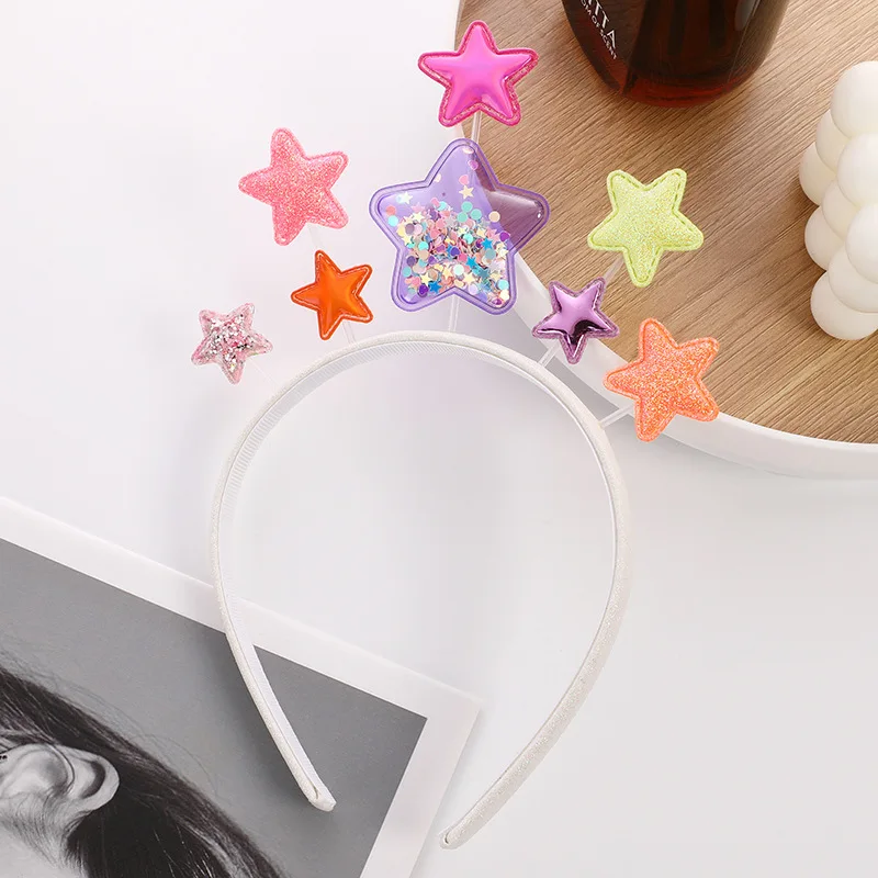 

Colored Confetti Headband Cute Sequin Star Hair Band Girl Birthday Hair Ornaments Happy New Year Merry Christmas Headbands