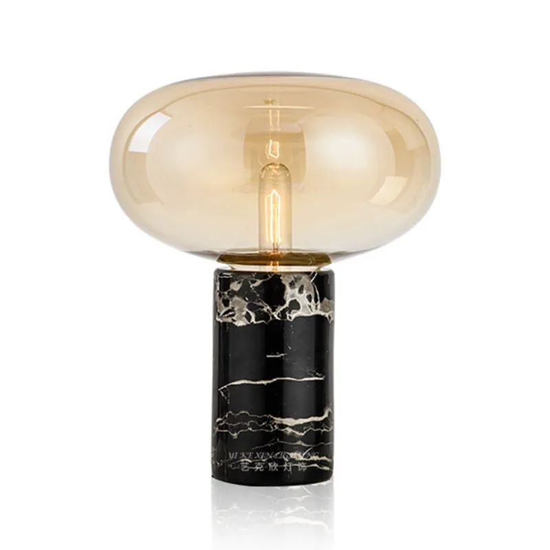 Light luxury postmodern minimalist designer bedroom living room decoration glass ball lampshade marble desk lamp