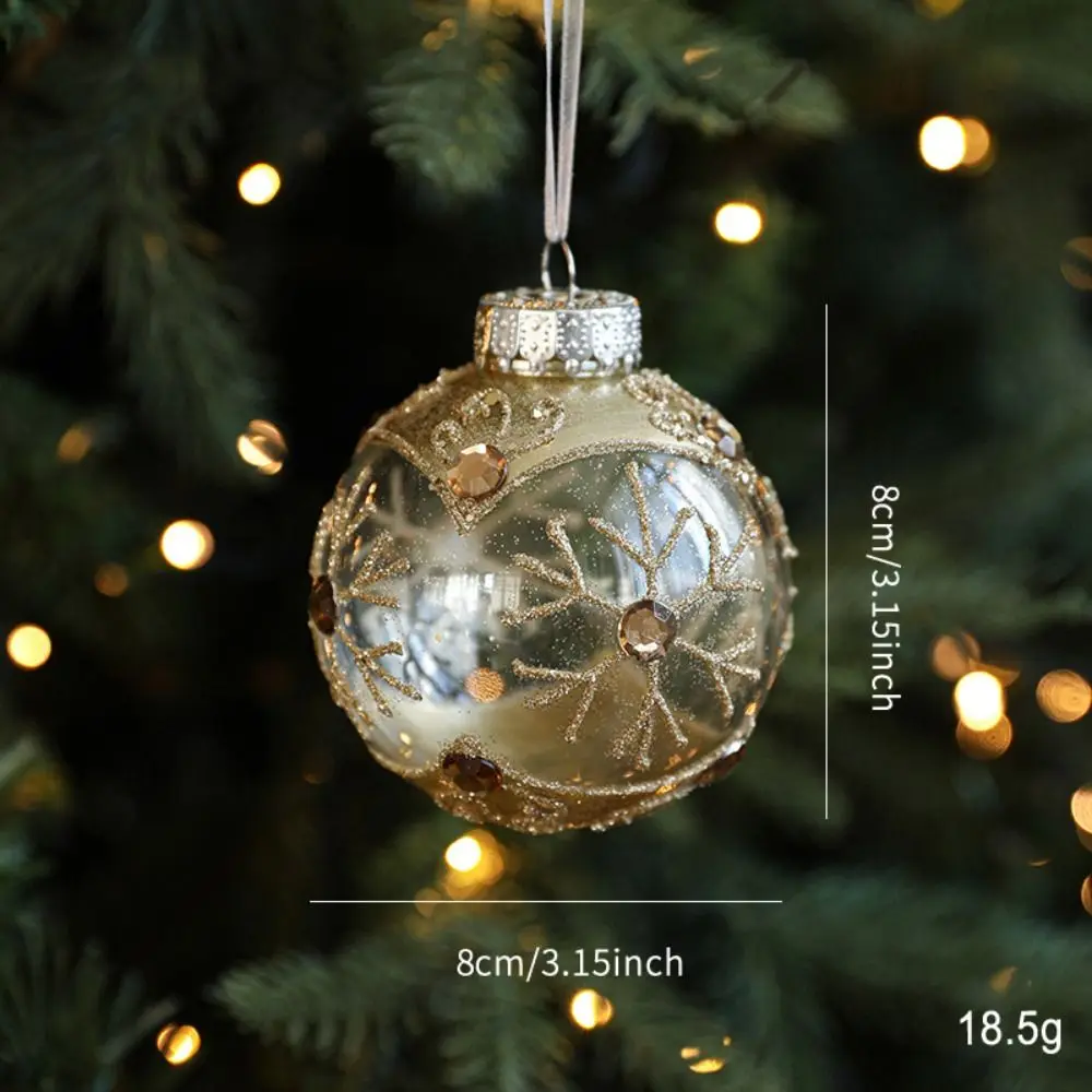 Glitter Plastic Christmas Ornaments Ball Golden Border